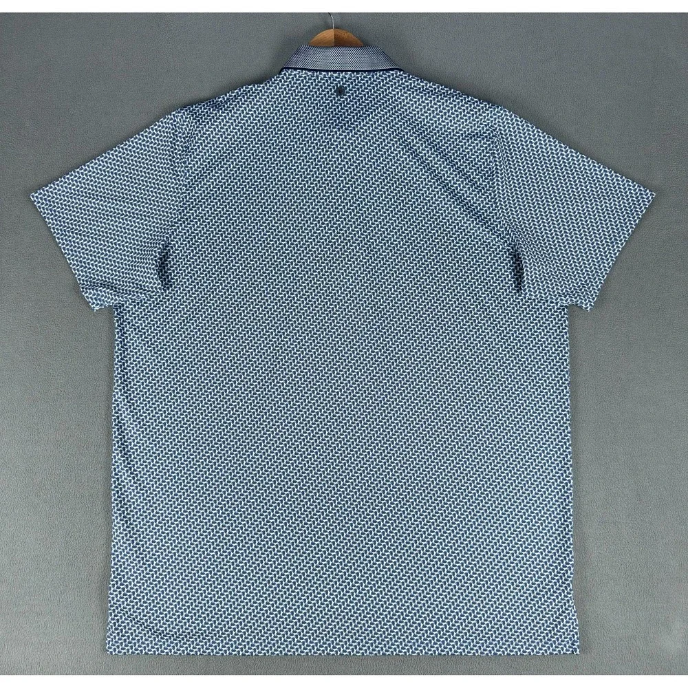 Greyson Polo Shirt‎ 2XL Blue Dances With Wolves Geometric Parkland Country Club